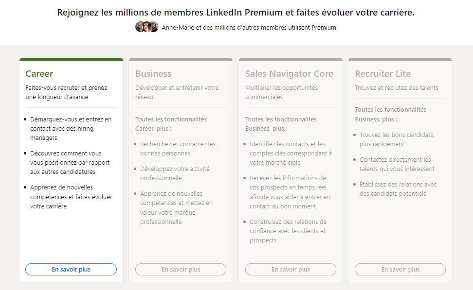 Les différentes formules de Linkedin Premium