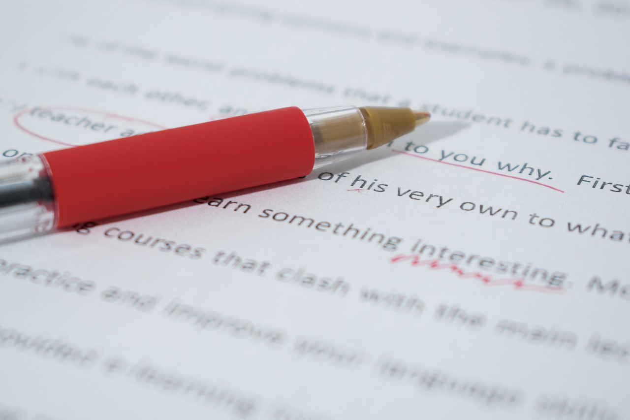 pen on paper_correction/proofreading